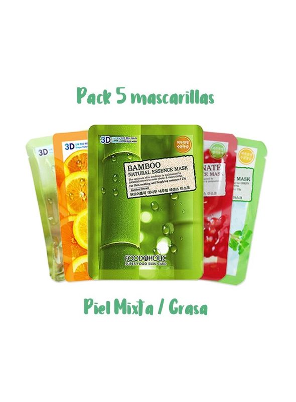 Natural Essence 5 Mask Pack - Combinated or Oily Skin Natural Essence 5 Mask Pack - Combinated or Oily Skin
